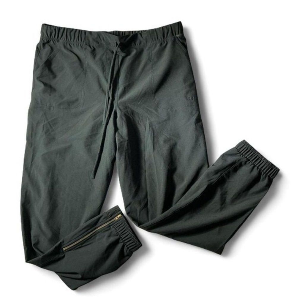Albion Jetsetters Granola Girl Black Jogger Pants Women Medium Ankle Zip #124780